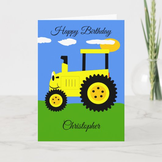 Yellow Tractor Birthday Card Kaart (Voorkant)
