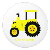 Yellow Tractor Design Personalised Keramische Knop (Voorkant)
