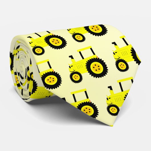 Yellow Tractor Design Stropdas (Opgerold)