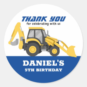Yellow Tractor voor kinderen - Birthday Party Ronde Sticker