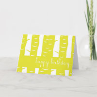 Yellow Tree Trunks Kaart Happy Birthday Kaart