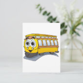 Yellow Trolley Cartoon Briefkaart (Staand voorkant)