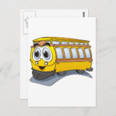 Yellow Trolley Cartoon Briefkaart (Voorkant / Achterkant)