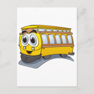 Yellow Trolley Cartoon Briefkaart