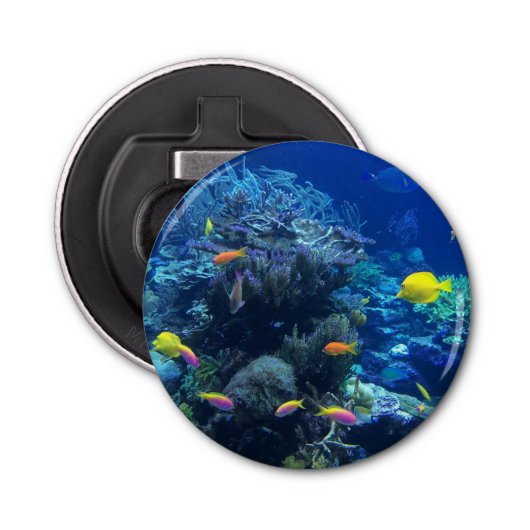 Yellow Tropical Fish Underwater Foto Button Flesopener (Voorkant)