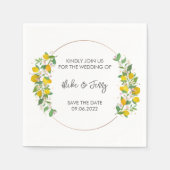 Yellow Tropical Lemon Citrus Monogram Weddenschap Servet (Voorkant)