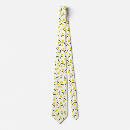 Yellow Tulip Pattern  Stropdas (Voorkant)