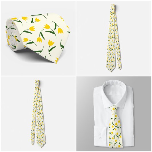 Yellow Tulip Pattern Stropdas