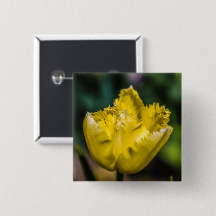 Yellow Tulip Vierkante Button 5,1 Cm