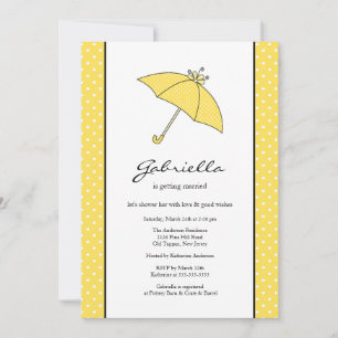 Yellow Umbrella Bridal Shower Invitation Kaart