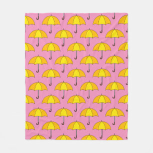 Yellow Umbrella Fleece Deken