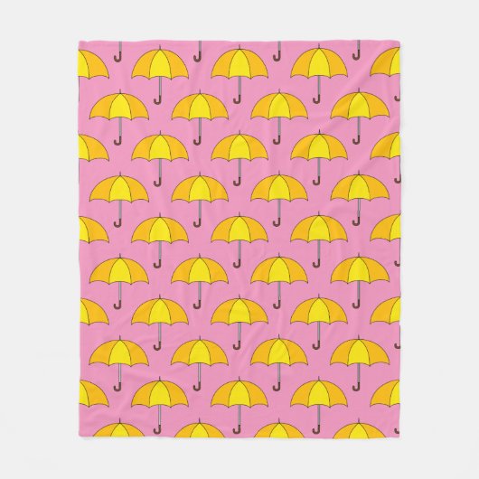 Yellow Umbrella Fleece Deken (Voorkant)