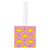Yellow Umbrella Kubus Ornament (Voorkant)