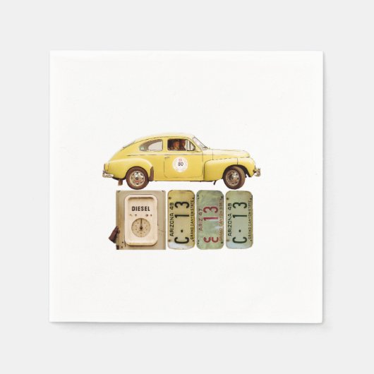 Yellow Vintage-auto Servetten (Voorkant)