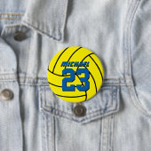 Yellow Volleyball Sportteam Button Pin (In situ)