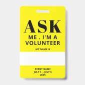 Yellow Volunteer Badge (Achterkant)