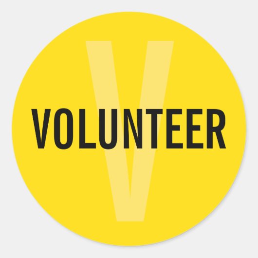 Yellow Volunteer Badge Ronde Sticker (Voorkant)