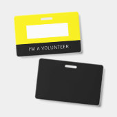 Yellow Volunteer Name Badge (Voor- en achterkant)