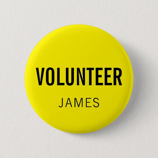 Yellow Volunteer Name Staff Event Button (Voorkant)
