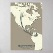 Yellow Warbler Migration Map – Minimalistische Vin Poster (Voorkant)