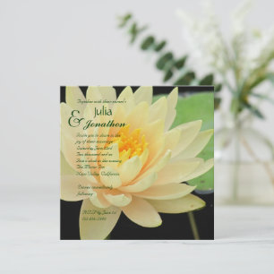 Yellow Water Lily Wedding Invitation Kaart