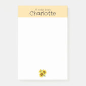 Yellow Watercolor nom de tournesol Post-it Notes (Devant)