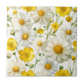 Yellow Watercolor Wildflowers Pattern Tegeltje (Voorkant)