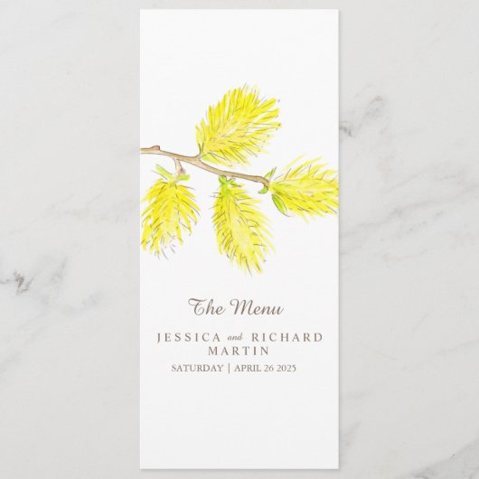 Yellow waterverf bruiloft menu (Voorkant)