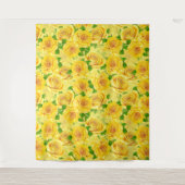 Yellow waterverf rozen patroon wandkleed (Voorkant)