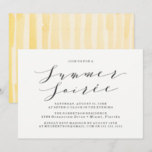 Yellow Waterverf Summer Soiree Party Invitation Kaart