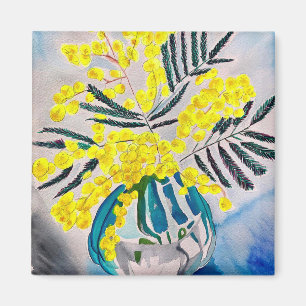Yellow Wattle Australian native flower art magnet Magneet