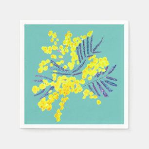 Yellow Wattle mimosa flower art Servet