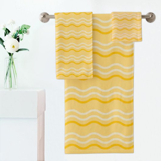 Yellow Wave Pattern Towel