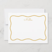 Yellow Wavy Border gepersonaliseerde notitie Kaart Notitiekaartje (Voorkant)