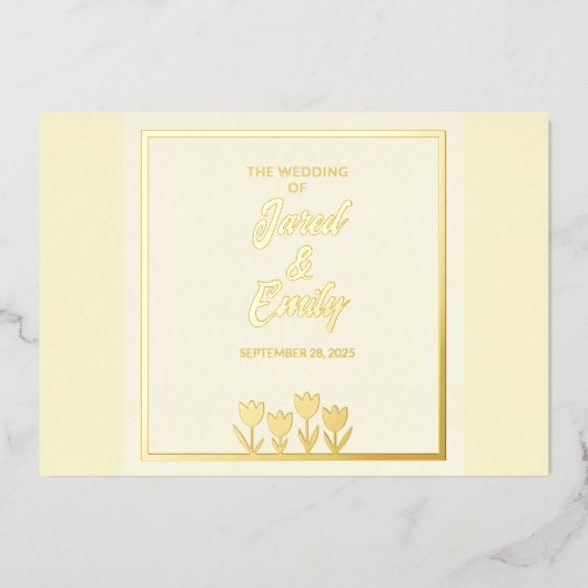Yellow Wedding Flowers Folie Invitation Uitnodiging (Voorkant)
