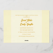 Yellow Wedding Flowers Folie Invitation Uitnodiging (Achterkant)