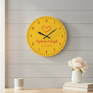 Yellow Wedding or Anniversary Gift Clock  Grote Klok