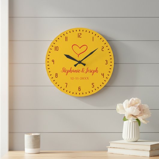 Yellow Wedding or Anniversary Gift Clock  Grote Klok