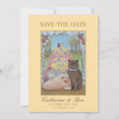 Yellow Wedding Save The Date Cat Couple (Voorkant)