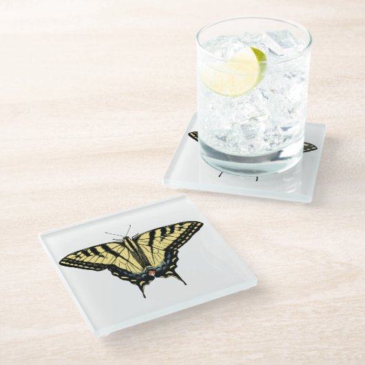 Yellow Western Swallowtail Butterfly Customizeable Glazen Onderzetter (Schuin)