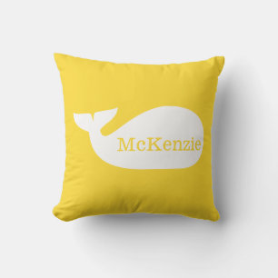 Yellow Whimsical Whale Nursery Kussen