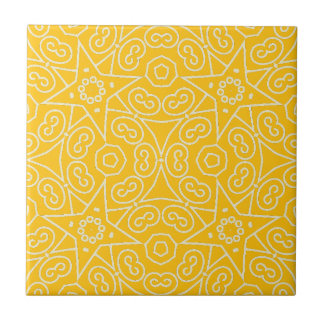 Yellow & White Abstract Geometric Pattern  Tegeltje