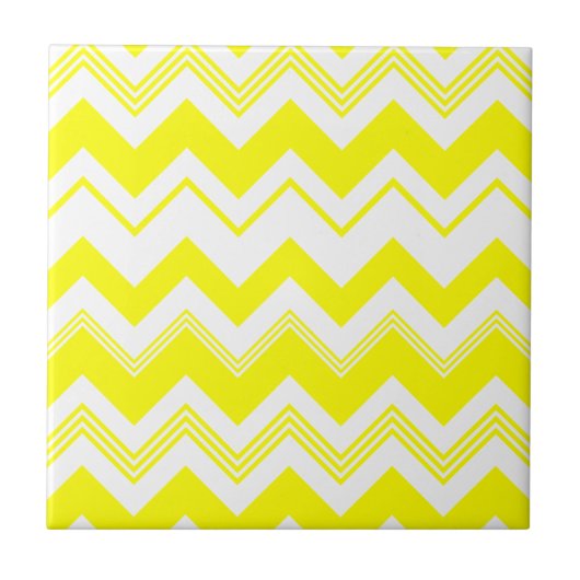 Yellow White Chevron Pattern Tegeltje (Voorkant)