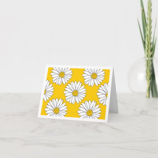 Yellow White Daisy Pattern 2 Bedankkaart (Voorkant)