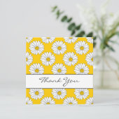 Yellow White Daisy Pattern 2 Bedankkaart (Staand voorkant)