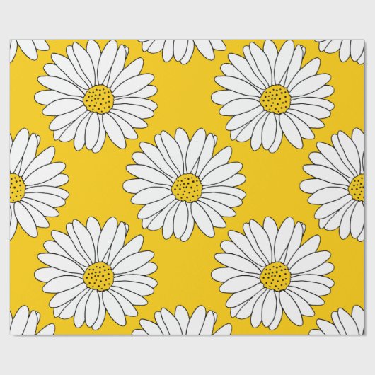 Yellow White Daisy Pattern 2 Cadeaupapier (Vlak)
