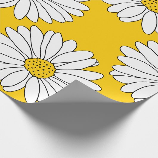 Yellow White Daisy Pattern 2 Cadeaupapier (Hoek)