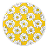 Yellow White Daisy Pattern 2 Keramische Knop (Voorkant)