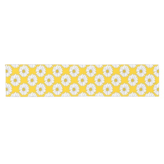 Yellow White Daisy Pattern 2 Korte Tafelloper (Horizontaal)