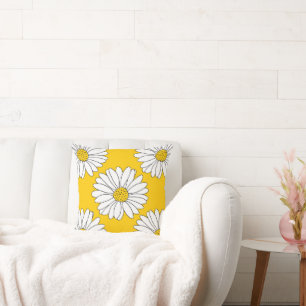 Yellow White Daisy Pattern 2 Kussen
